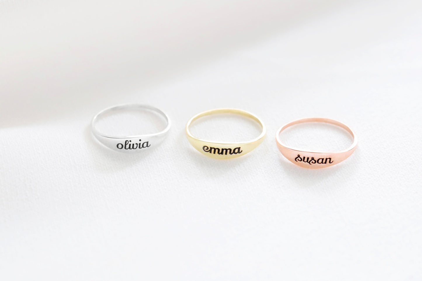 Custom Gold Filled Name Ring - Personalized Stackable Engraved Jewelry for Her
