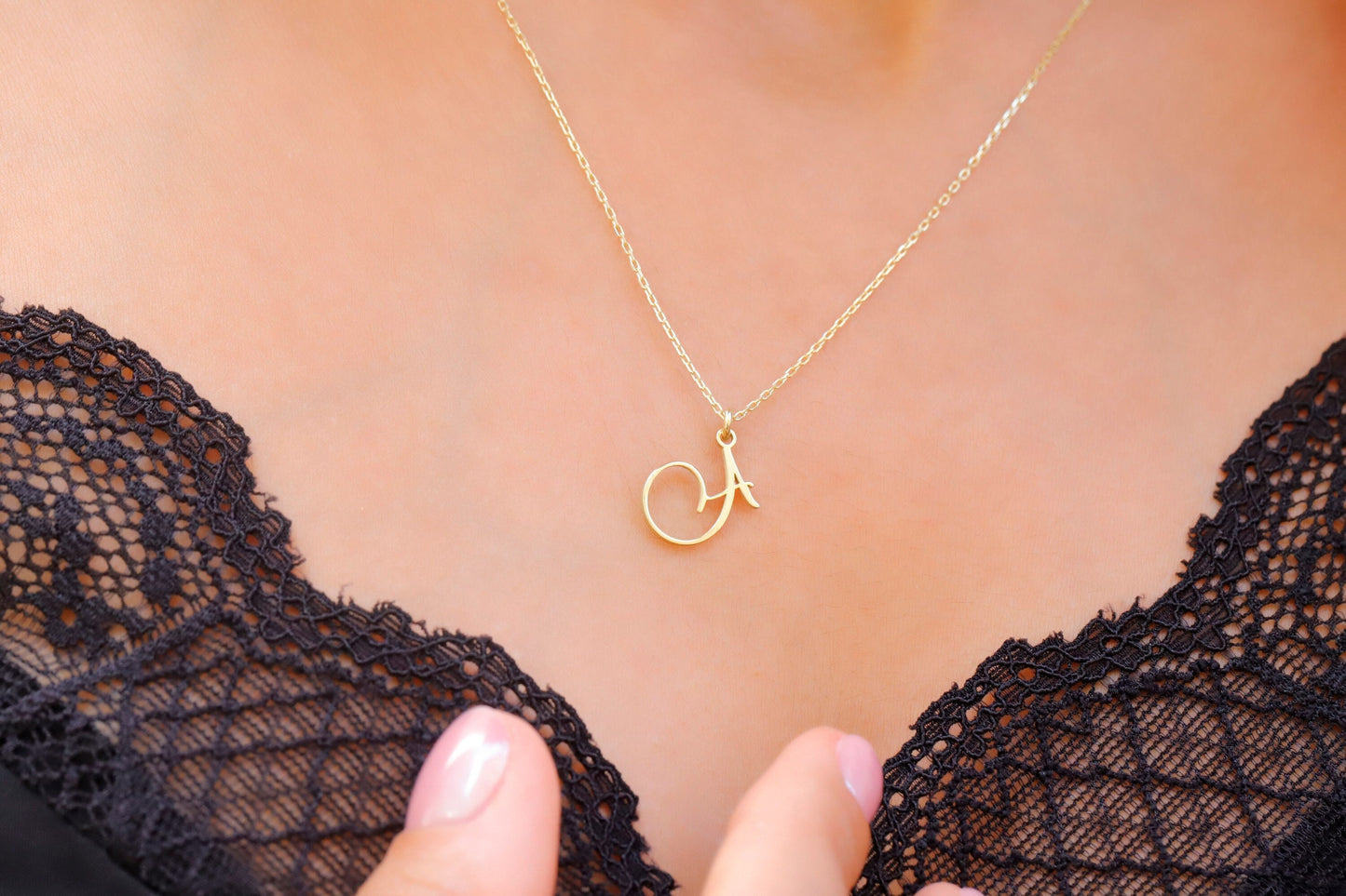 Personalized Cursive Initial Necklace | Custom Sterling Silver & 18K Gold Jewelry | Unique Gifts for Her