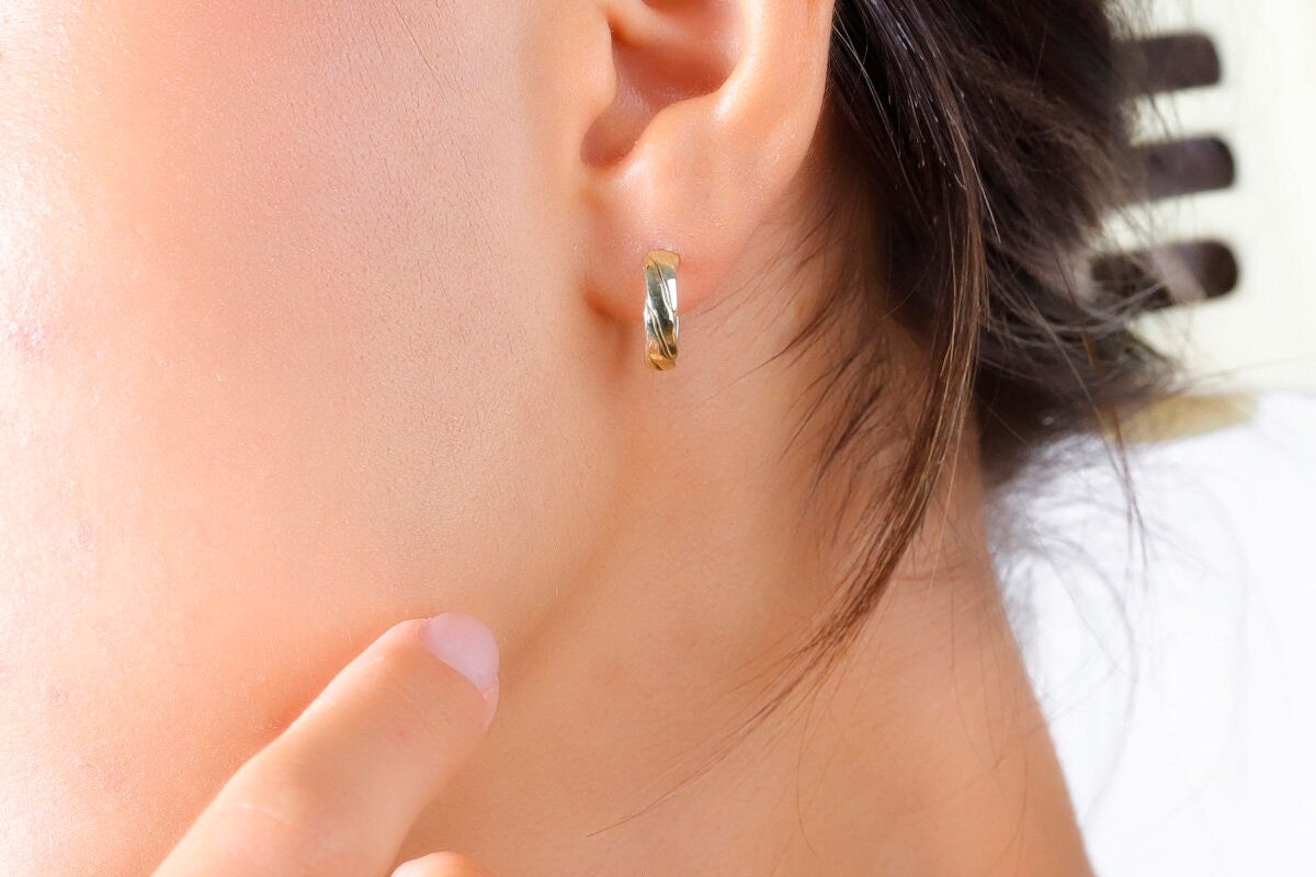 Dainty Sterling Silver Twist Hoop Earrings