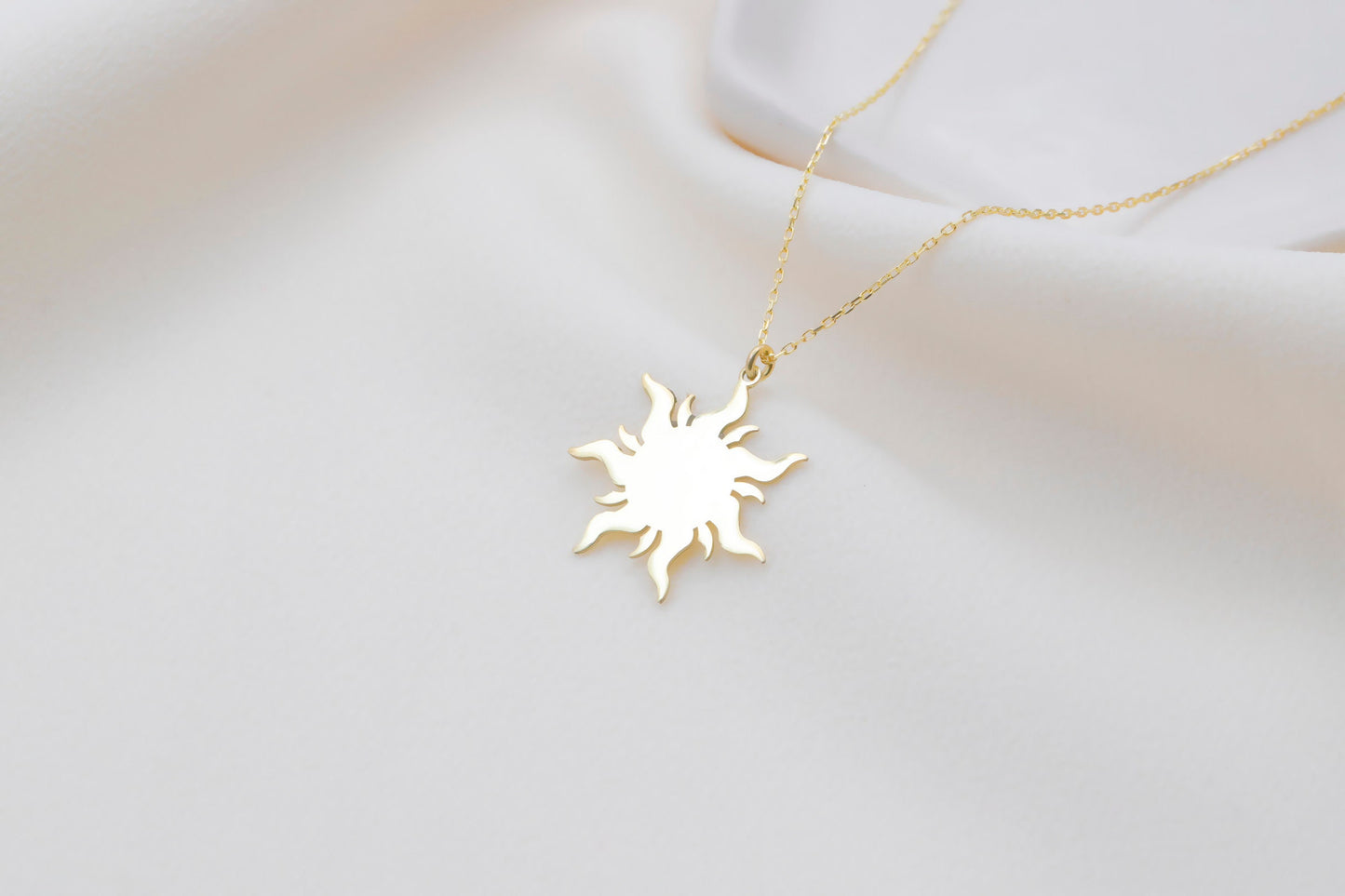 Shimmering Gold Sun Necklace | 14K Dainty Charm | Summer Vibes Jewelry for Women