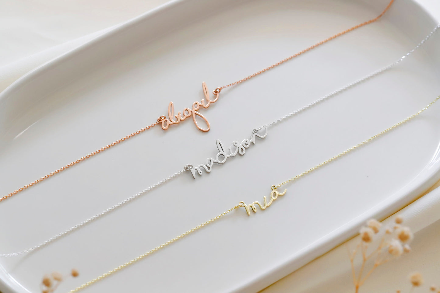 Handwritten Signature Name Necklace • Personalized Name Jewelry • Baby Name Font Necklace in Sterling Silver • Handmade Gifts for Christmas - silvergoldandrose