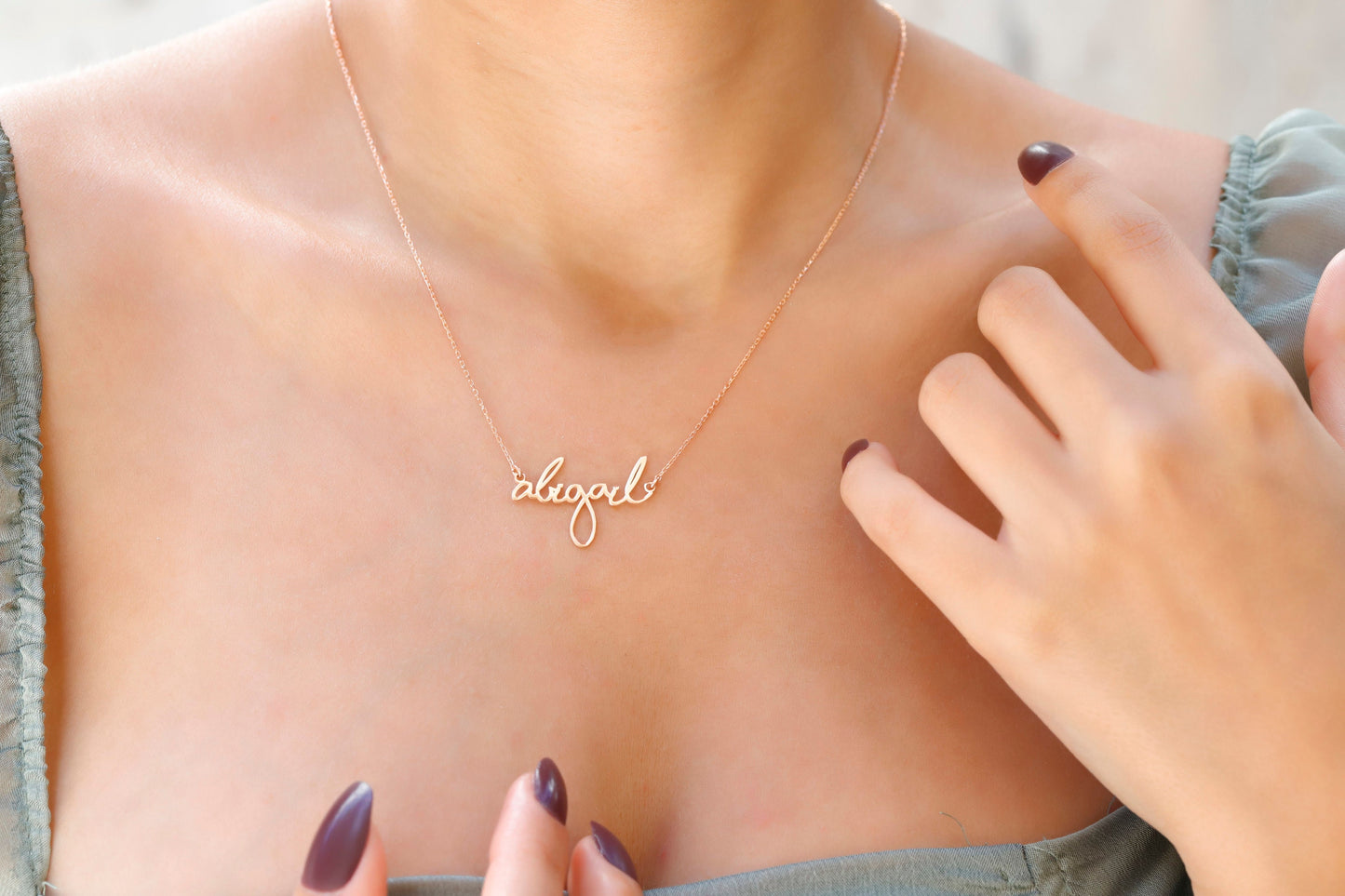 Handwritten Signature Name Necklace • Personalized Name Jewelry • Baby Name Font Necklace in Sterling Silver • Handmade Gifts for Christmas - silvergoldandrose