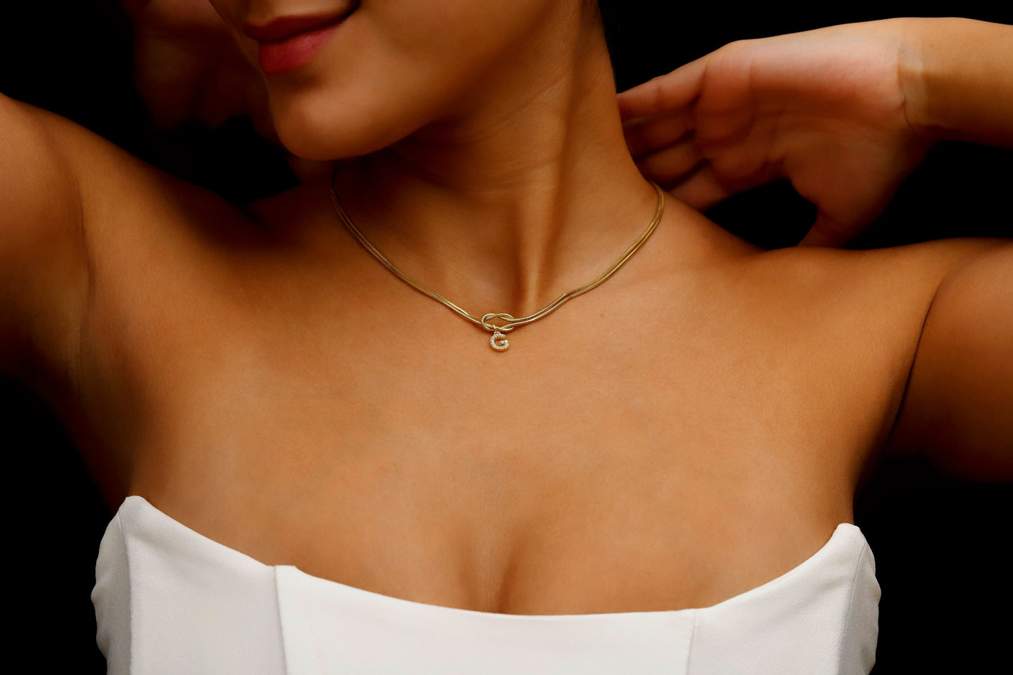 Love Knot Chain with CZ Diamond Letter