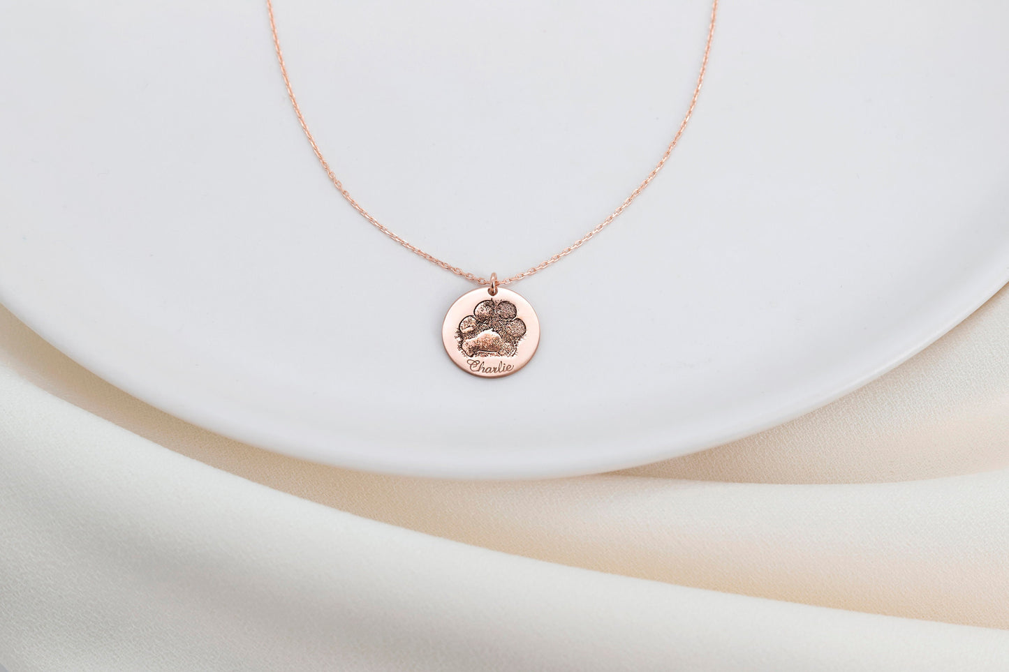 Personalized Your Actual Pet Paw Print Necklace | Custom Dog & Cat Paw Necklace | Paw Print Jewelry Gifts for Pet Lover