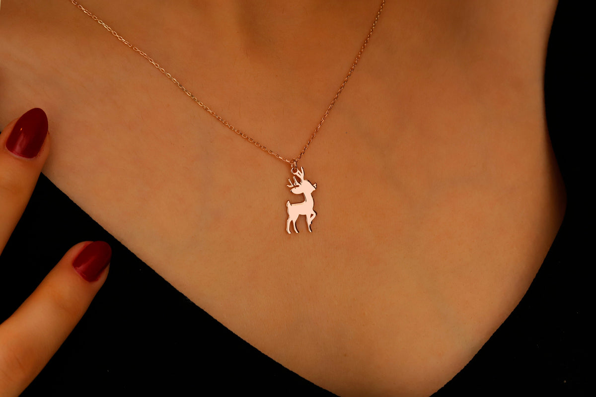 Fawn Elegance Sterling Silver Necklace - Handmade Deer Pendant Jewelry