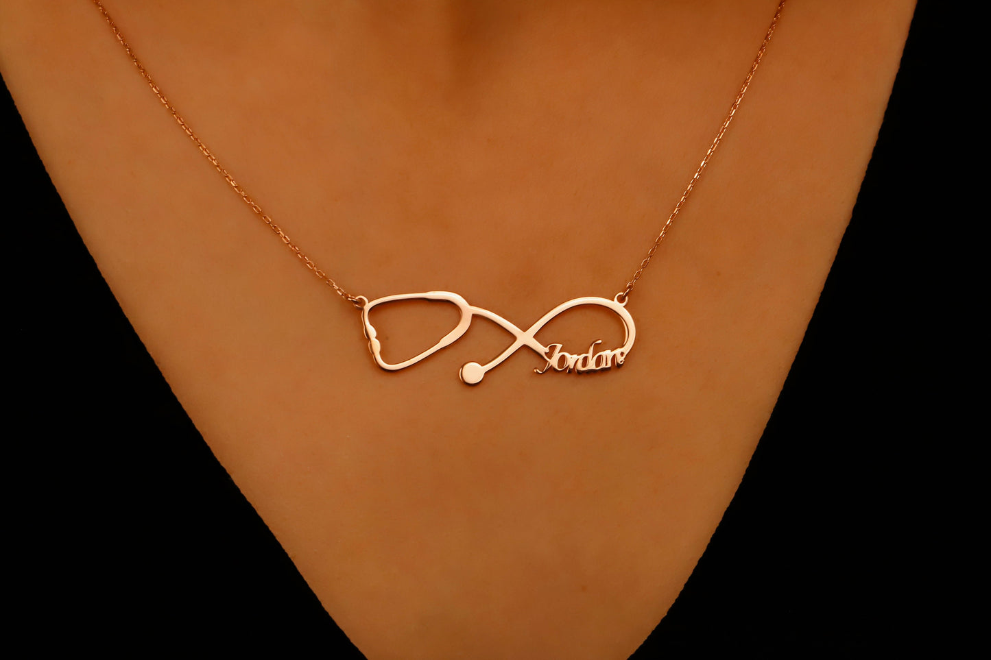 Personalized Stethoscope Necklace | 14K Gold Vermeil & Sterling Silver | Unique Medical Jewelry by SilverGoldandRose