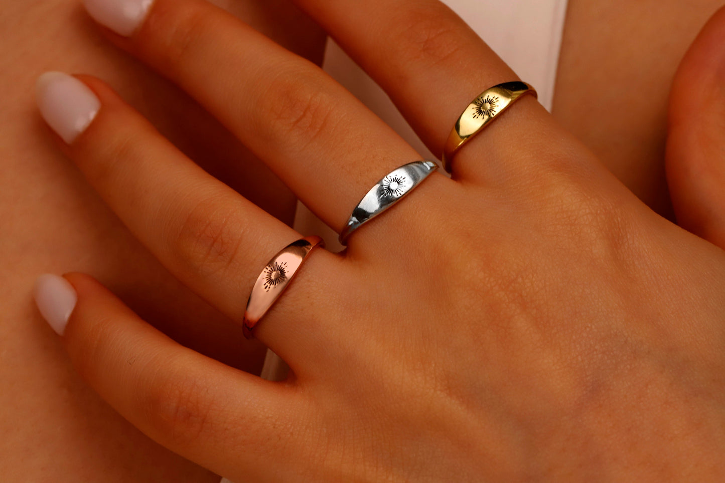 Sunny Aura Sterling Silver Sun Ring - Dainty Sunrise Design, Perfect Birthday Gift for Women