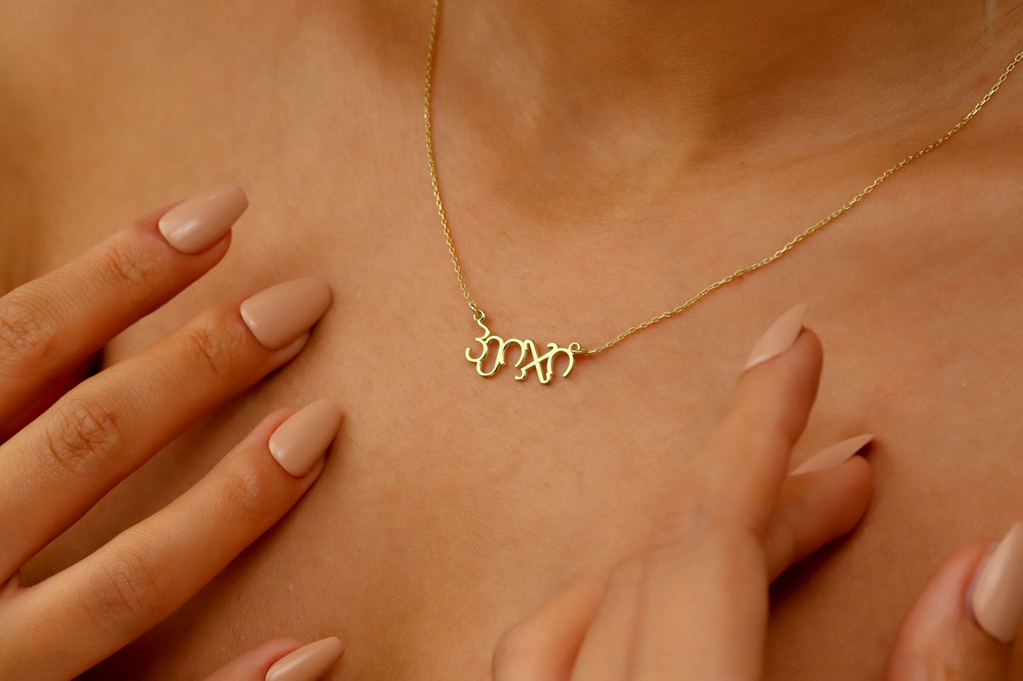 14K Gold Personalized Georgian Name Necklace with Birthstone • Custom Kartvelian Name Necklace • Georgian Script Font • Any Name Necklace - silvergoldandrose