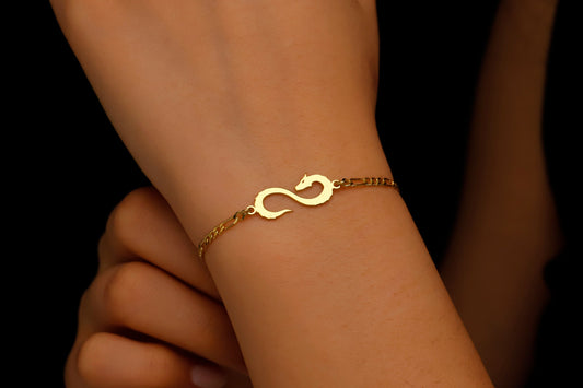 14K Gold Dragon Bracelet - Sterling Silver Figaro Chain, Celebrate Your Zodiac Spirit