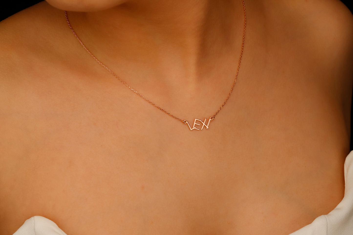 14K Gold Asymmetrical Design Name Necklacess, Personalized Design Name Jewelry, Perfect Unique Special in Sterling Silver - silvergoldandrose
