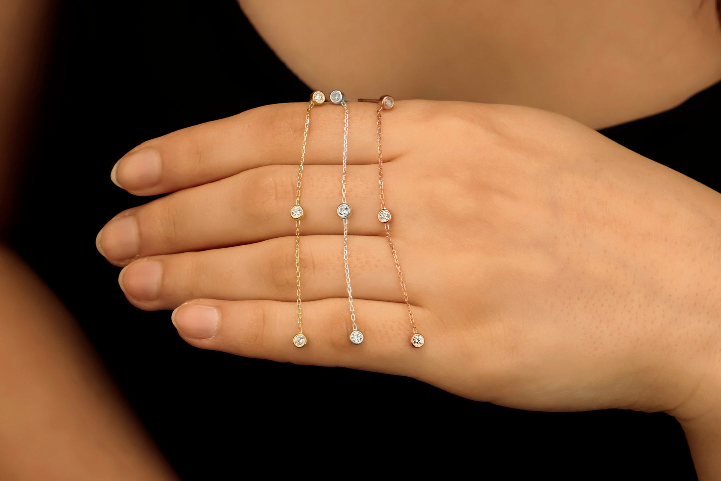Dazzling Dangle Earrings | Long Chain Design with Sparkling CZ Diamonds | Sterling Silver Bridal Jewelry for Her