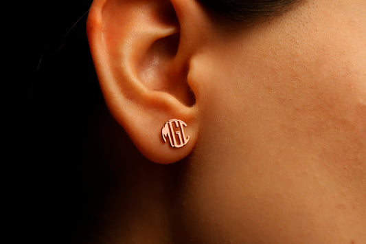 Dainty Monogram Earrings, Personalized Monogram, Minimalist Earrings, Custom Name Earrings, Block Monogram Earrings, Dainty Letter Earrings - silvergoldandrose