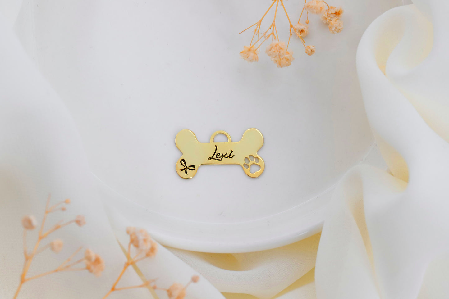 Dog Cat Collar Personalized Tag Charm in 925 Sterling Silver | Pet Id Tag, Engraved Pet Tag | Unique Pet Tags