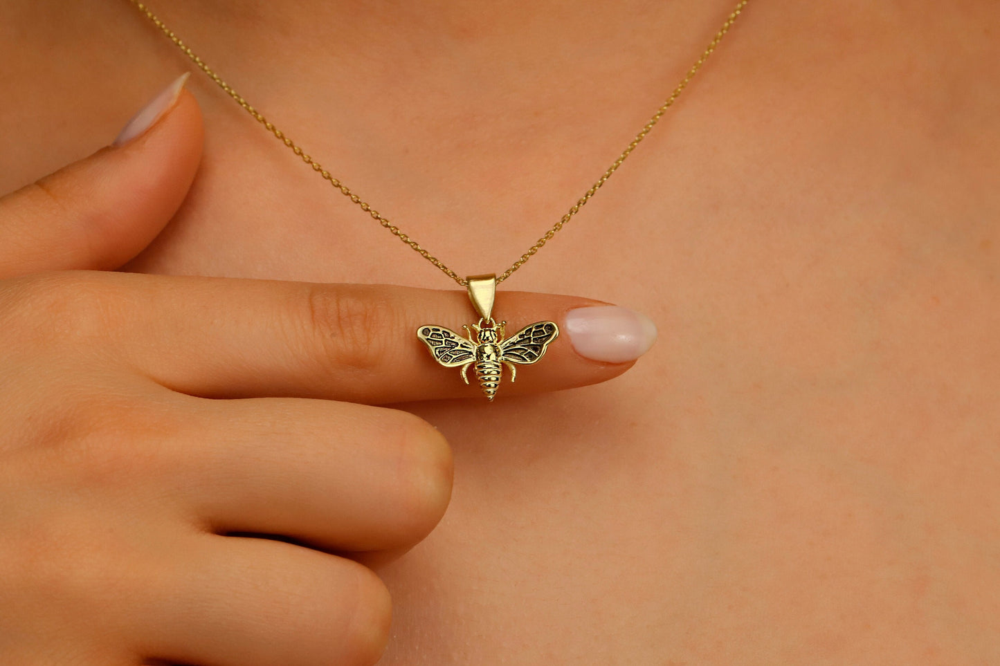 14K Gold Bee Necklace