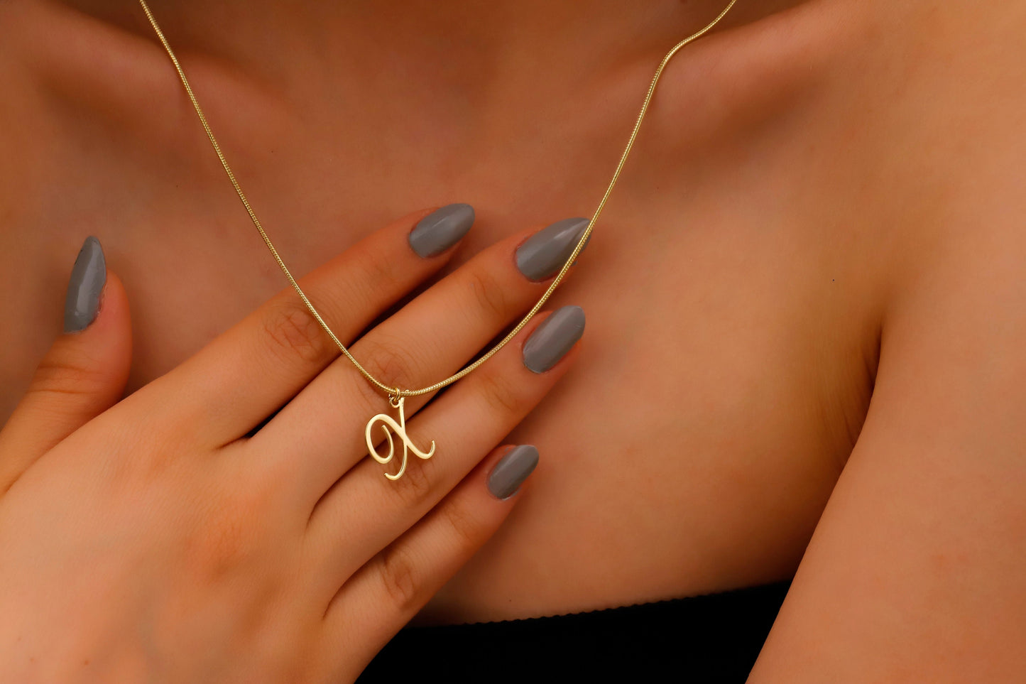 Letter Necklace, Initial Necklace with Snake Chain, Dainty Letter Necklace with Elegant Chain, Perfect Gifts for Couple - silvergoldandrose
