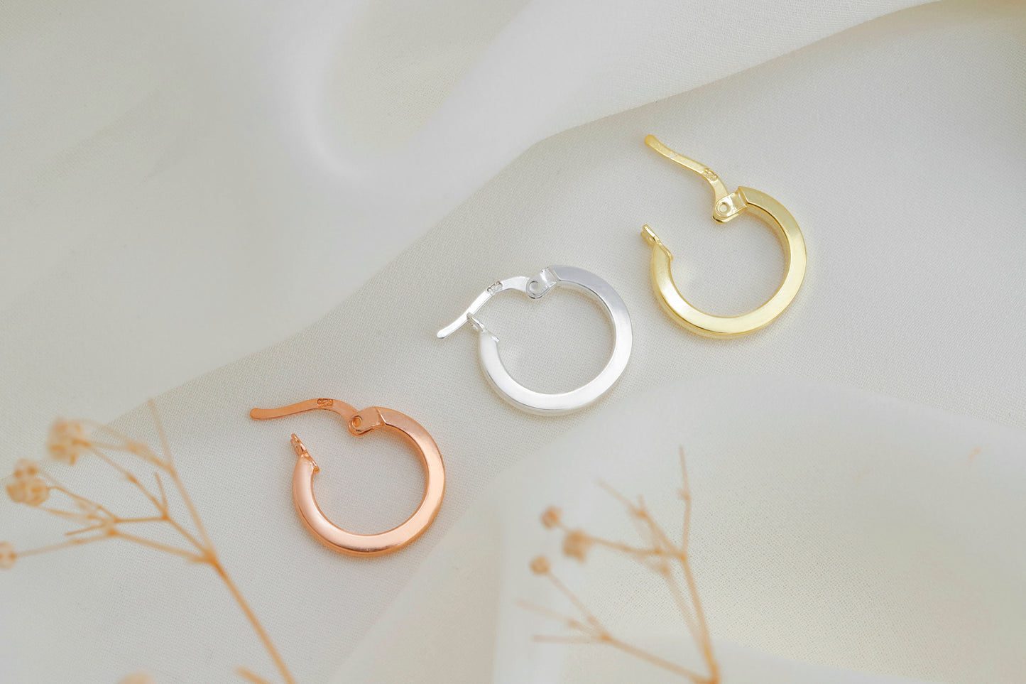 Dainty Gold Small Huggie Hoop Earrings, Sterling Silver Multi-Hole Hoop Earrings, Sleeper Hoop Earrings, Stacked Hoops Jewelry, Gift for Her - silvergoldandrose