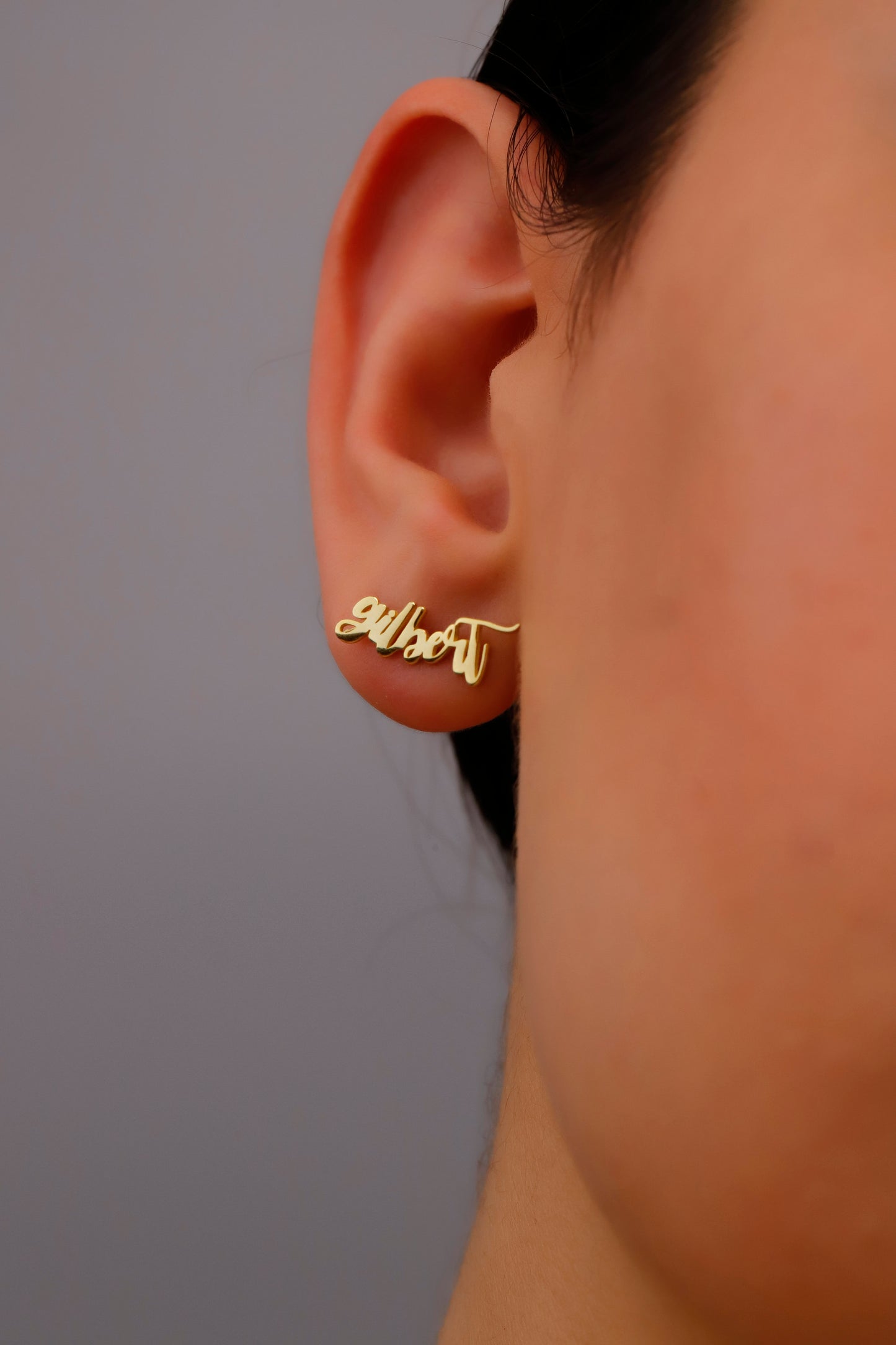 10K Solid Gold Name Earrings, Personalized Minimalist Jewelry with Name, Dainty Earrings for Everyday Wear, Perfect Gifts - silvergoldandrose