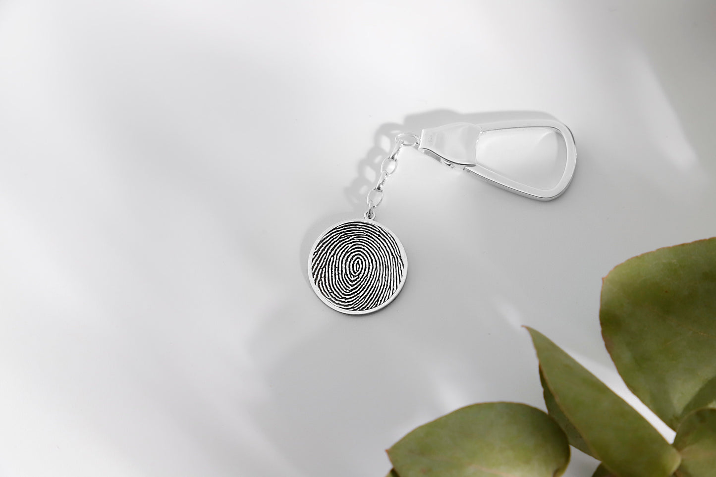 Custom Actual Fingerprint Keychain, Personalized Engraved Keychain, 925 Sterling Silver Thumbprint Keychain, Memorial Keytag Gift, - silvergoldandrose