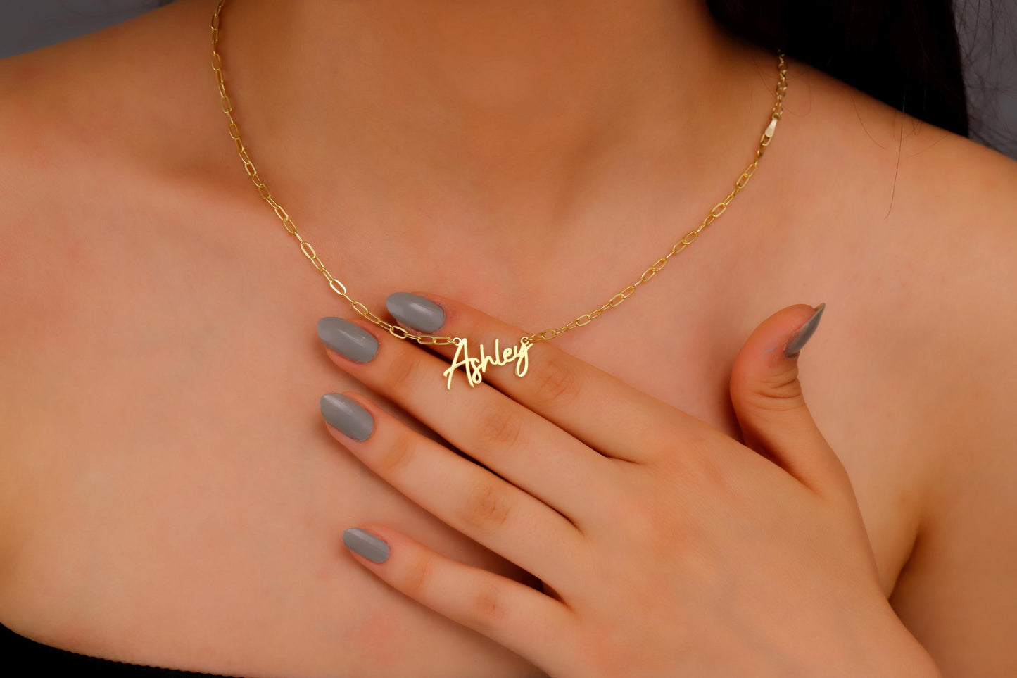 Gold Name Necklace with Link Chain, Personalized Dainty Name Necklace, Name Necklace Silver, Stacking Name Necklace, Layered Name Necklace - silvergoldandrose
