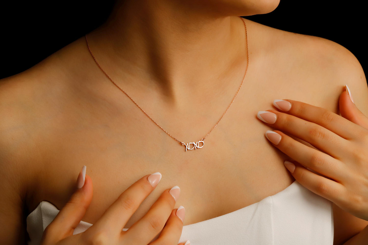 Dainty XOXO Gold Cute Necklace | Hugging Pendant Necklace | Kisses Silver Jewelry for Her | Gift for Girl - silvergoldandrose