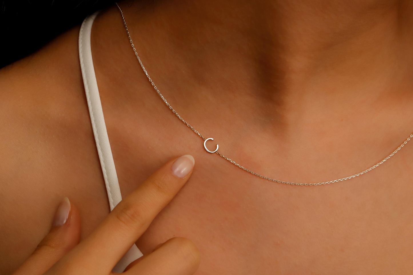 Custom Sideway Initial Necklace, Personalized Letter Necklace, 925 Sterling Silver Personalized Pendant, Personalized Jewelry, Gift For Her