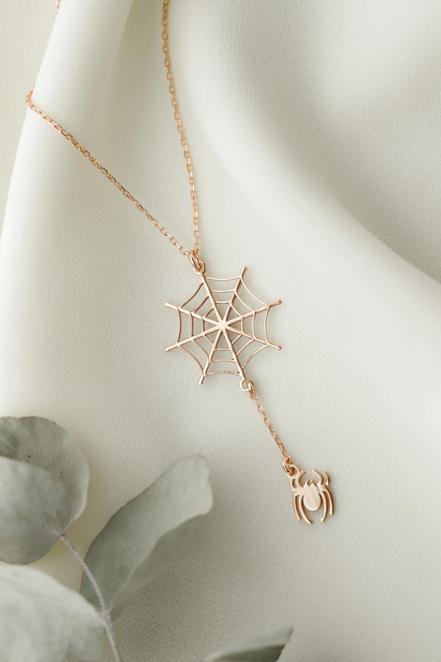 Halloween Spider Web Gold Necklace Gifts, Scary Spider Silver Jewelry by NecklaceDreamWorld - silvergoldandrose