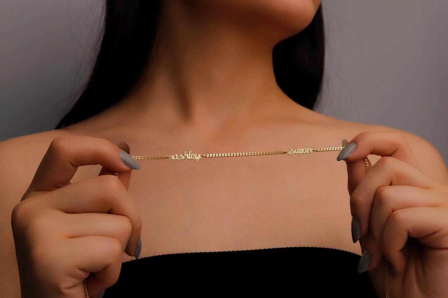 Name Necklace Gold, Dainty Two Names Jewelry, 2 Name Necklace Gold, Customized Double Name Necklace, Personalized Jewelry, Necklace Gift - silvergoldandrose
