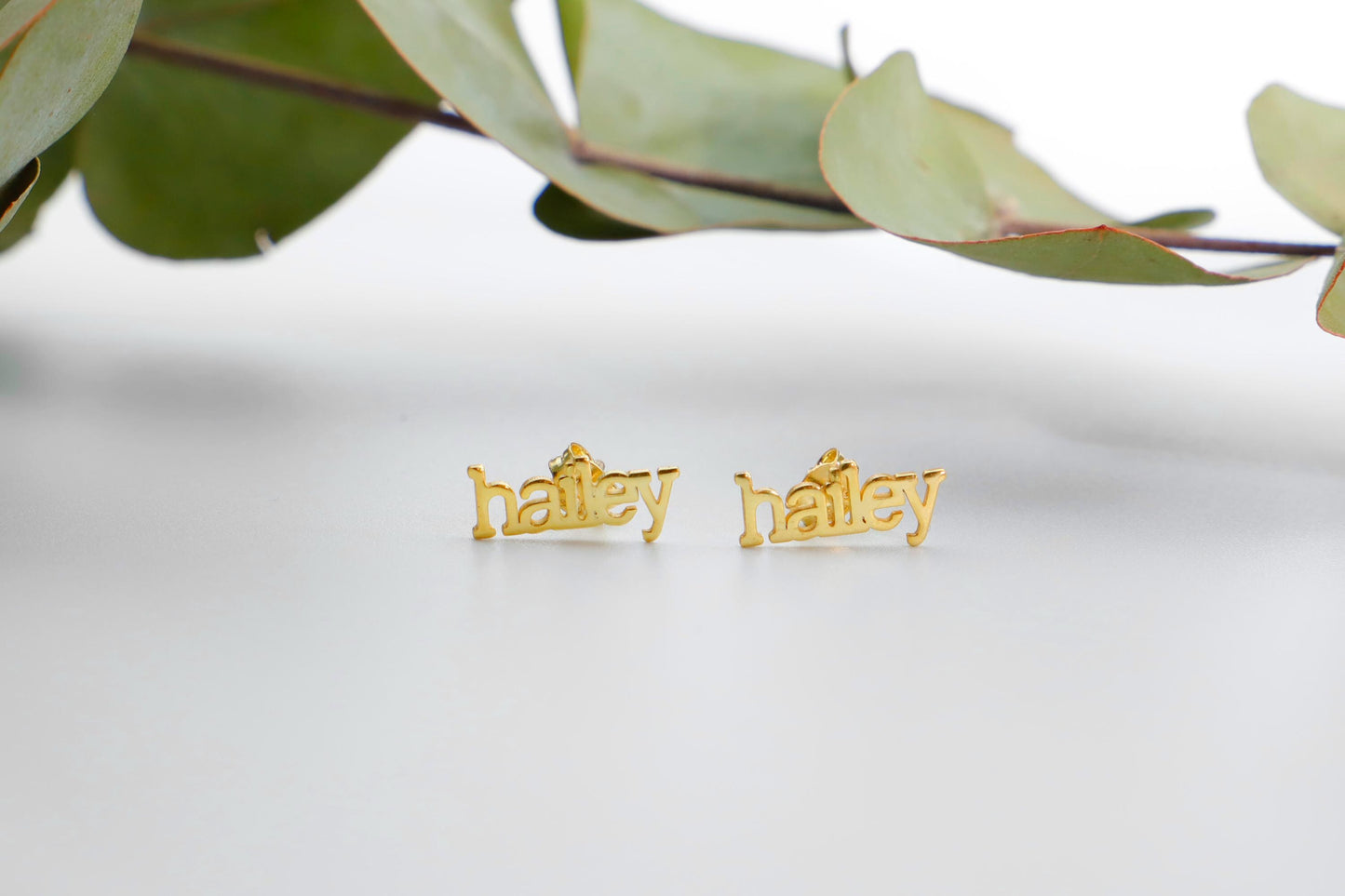 Solid Gold Name Earrings, Personalized Minimalist Name Earrings, Dainty Jewelry, Perfect Gifts - silvergoldandrose