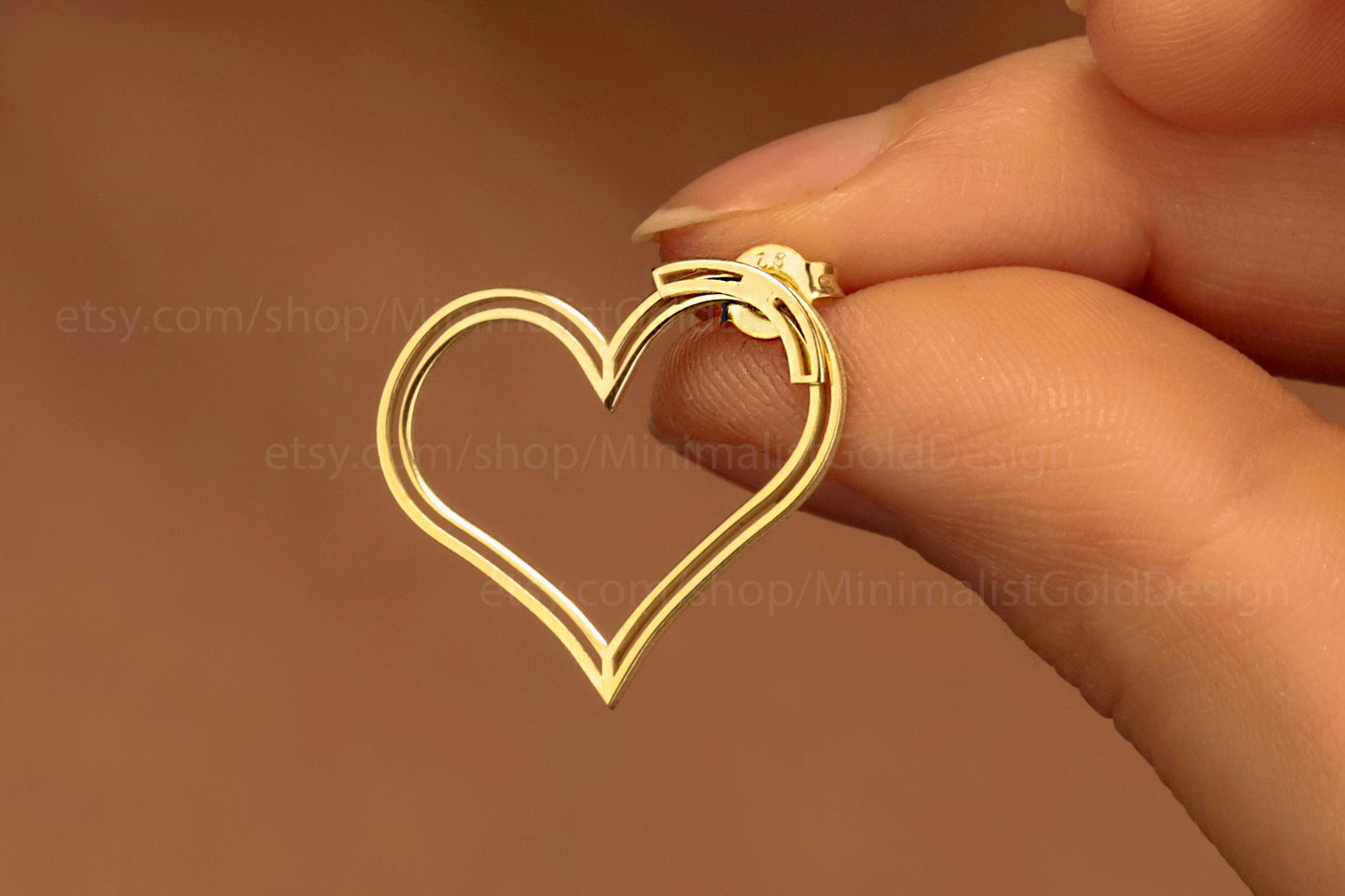 Heart Ear Jackets in 14K Gold | Modern Minimalist Design | Perfect Love Gift for Her