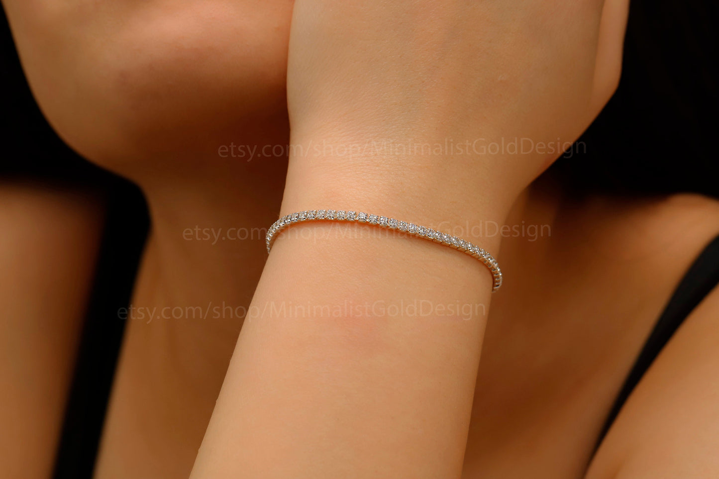 Dazzling Dainty Tennis Bracelet | 14K Gold Filled | Sparkling CZ Moissanite | Perfect Minimalist Gift for Mom or Anniversary