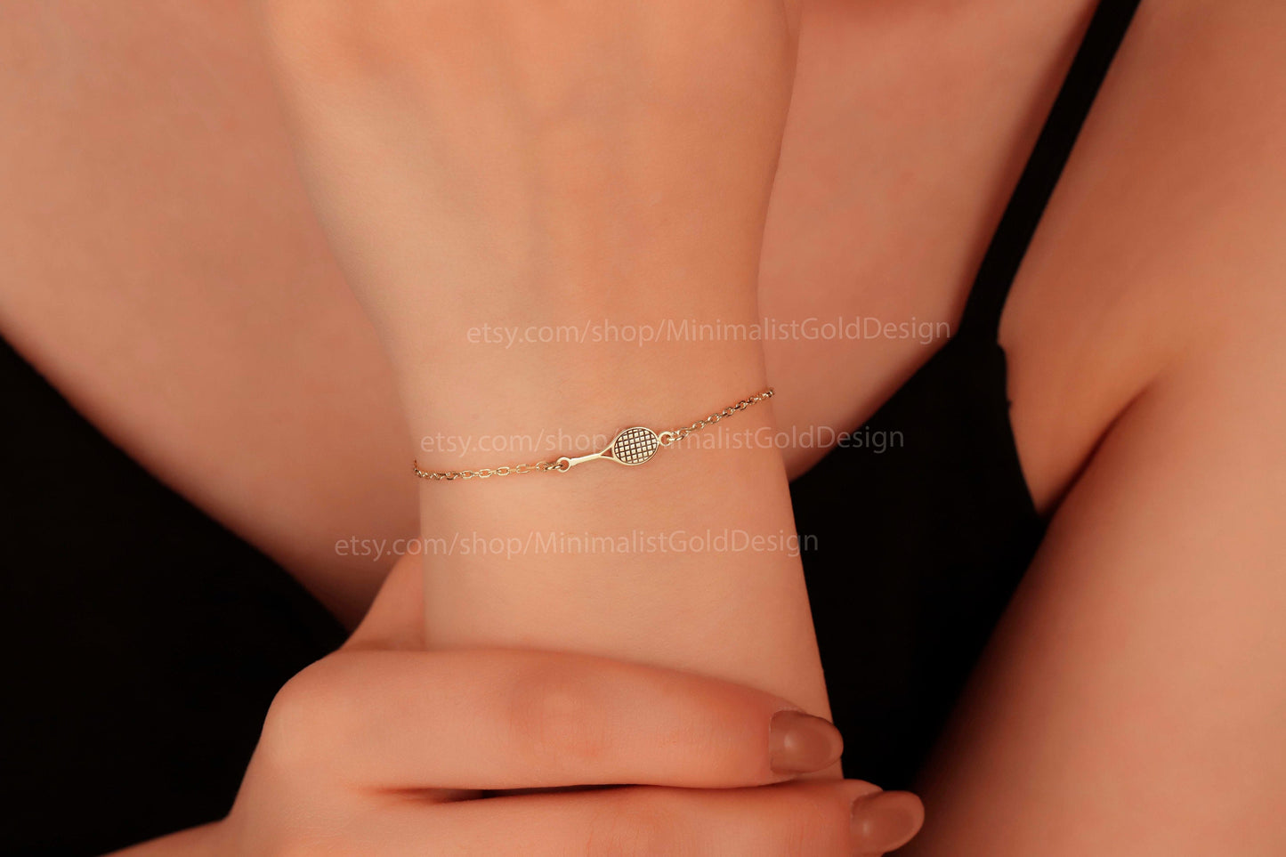 Tennis Spirit Minimalist Racket Charm Bracelet
