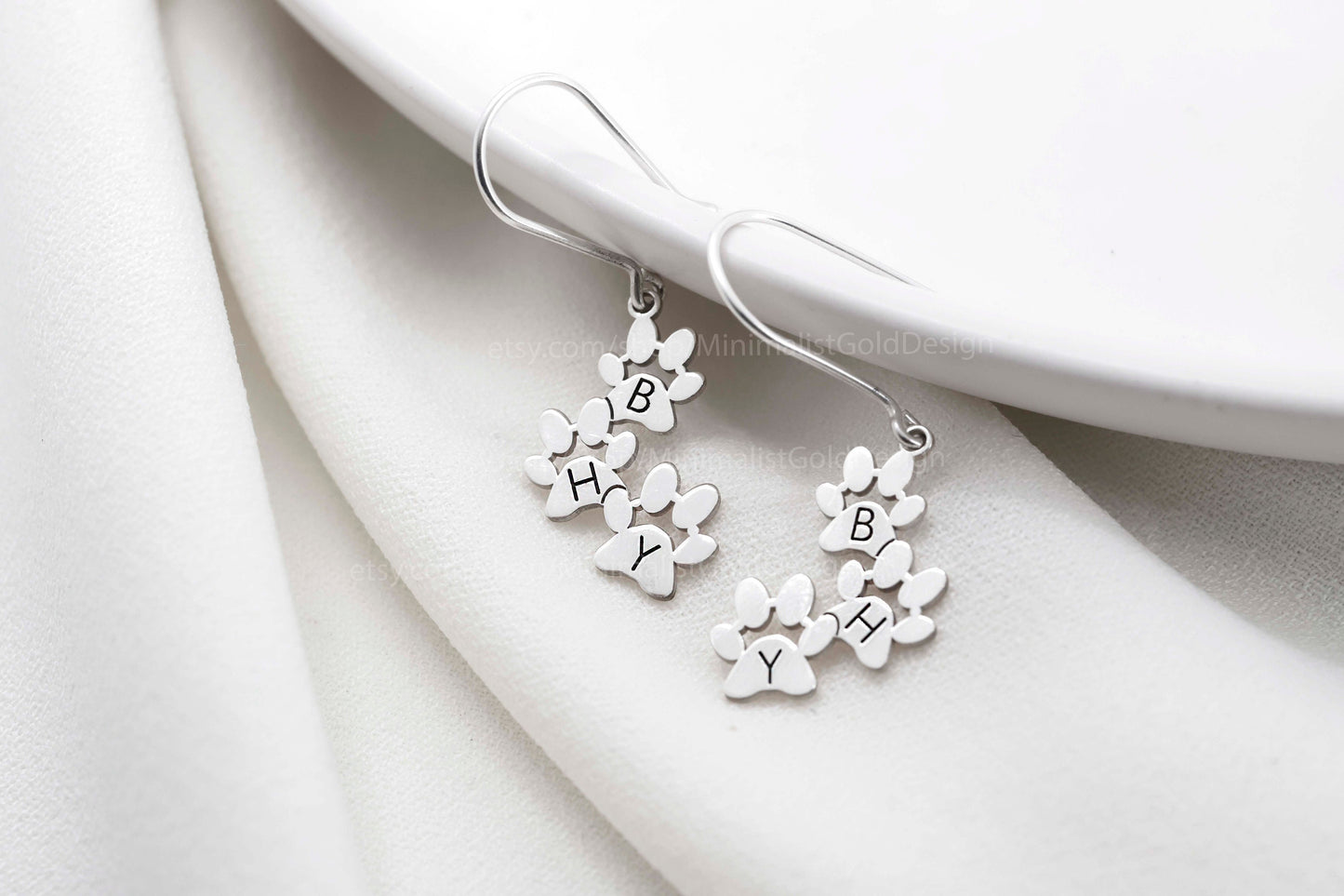 Pawfect Gifts Personalized Engraved Paw Print Earrings - Heartfelt Keepsake for Animal Lovers