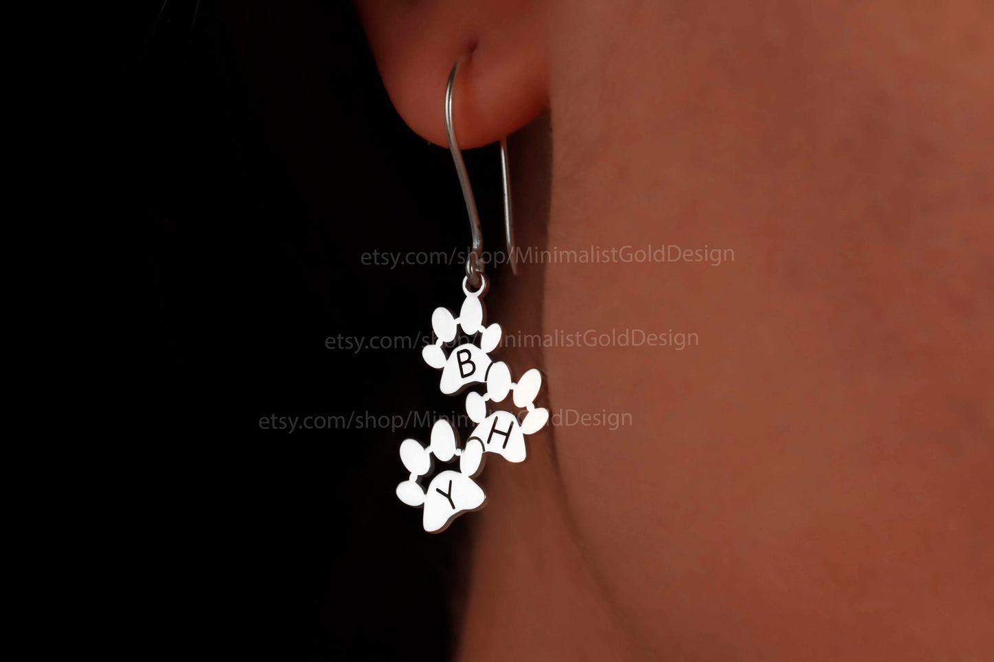 Pawfect Gifts Personalized Engraved Paw Print Earrings - Heartfelt Keepsake for Animal Lovers
