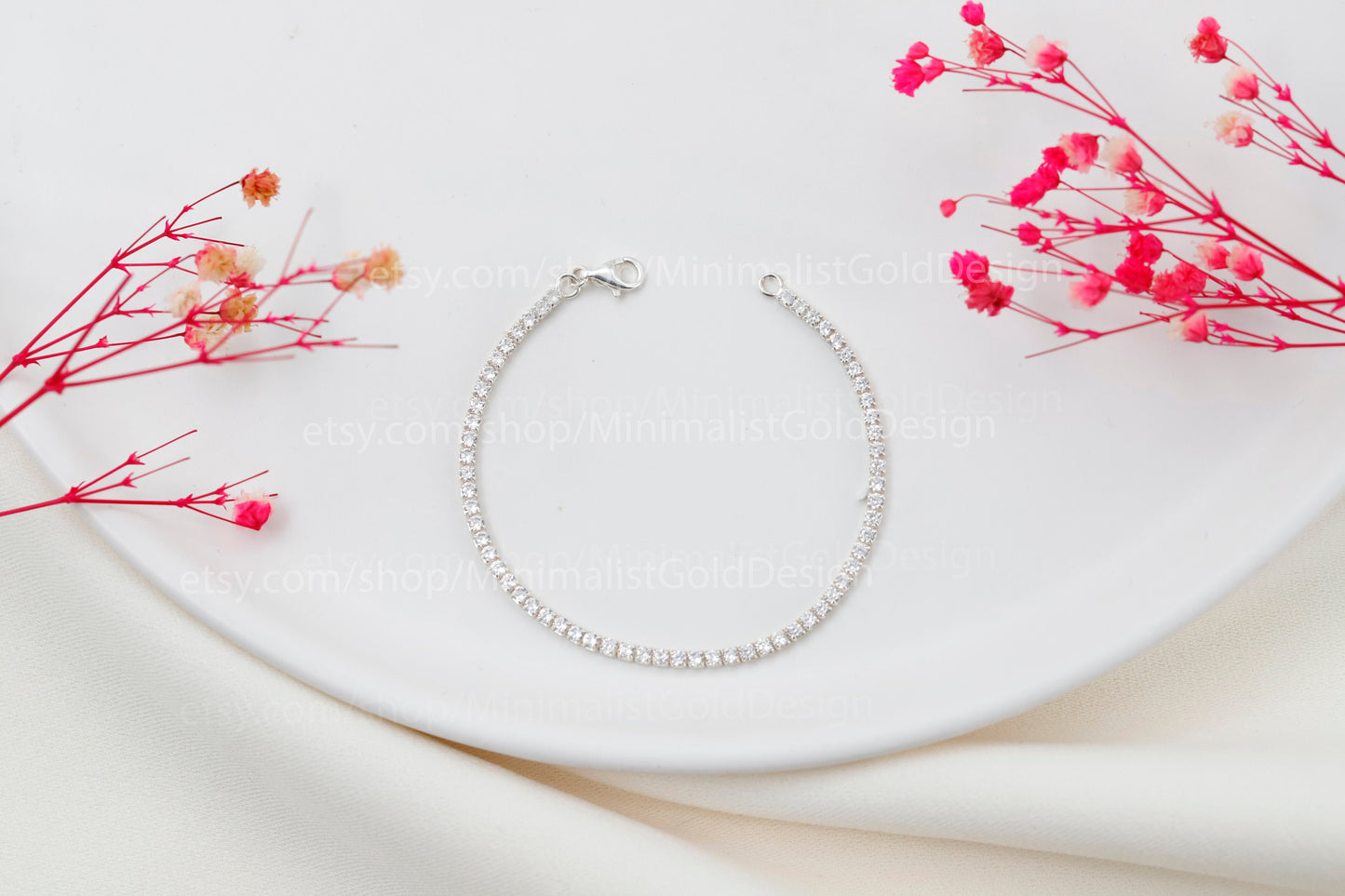Dazzling Dainty Tennis Bracelet | 14K Gold Filled | Sparkling CZ Moissanite | Perfect Minimalist Gift for Mom or Anniversary