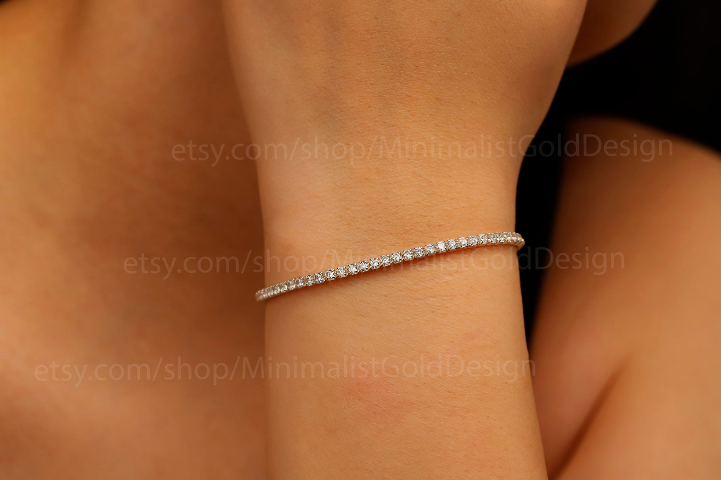 Dazzling Dainty Tennis Bracelet | 14K Gold Filled | Sparkling CZ Moissanite | Perfect Minimalist Gift for Mom or Anniversary