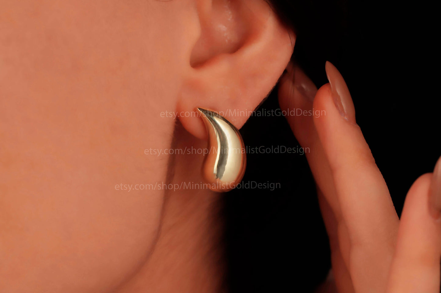 Chunky Teardrop Earrings, Waterdrop Earrings, Water Drop Earrings, 925 Sterling Silver Gift for Her