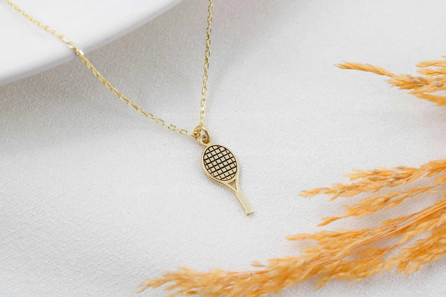 Dainty Gold Tennis Racket Necklace, Tennis Racket Pendant for Tennis Lover, Tennis Jewelry, Tennis Gifts, Best Sports Necklace Gift