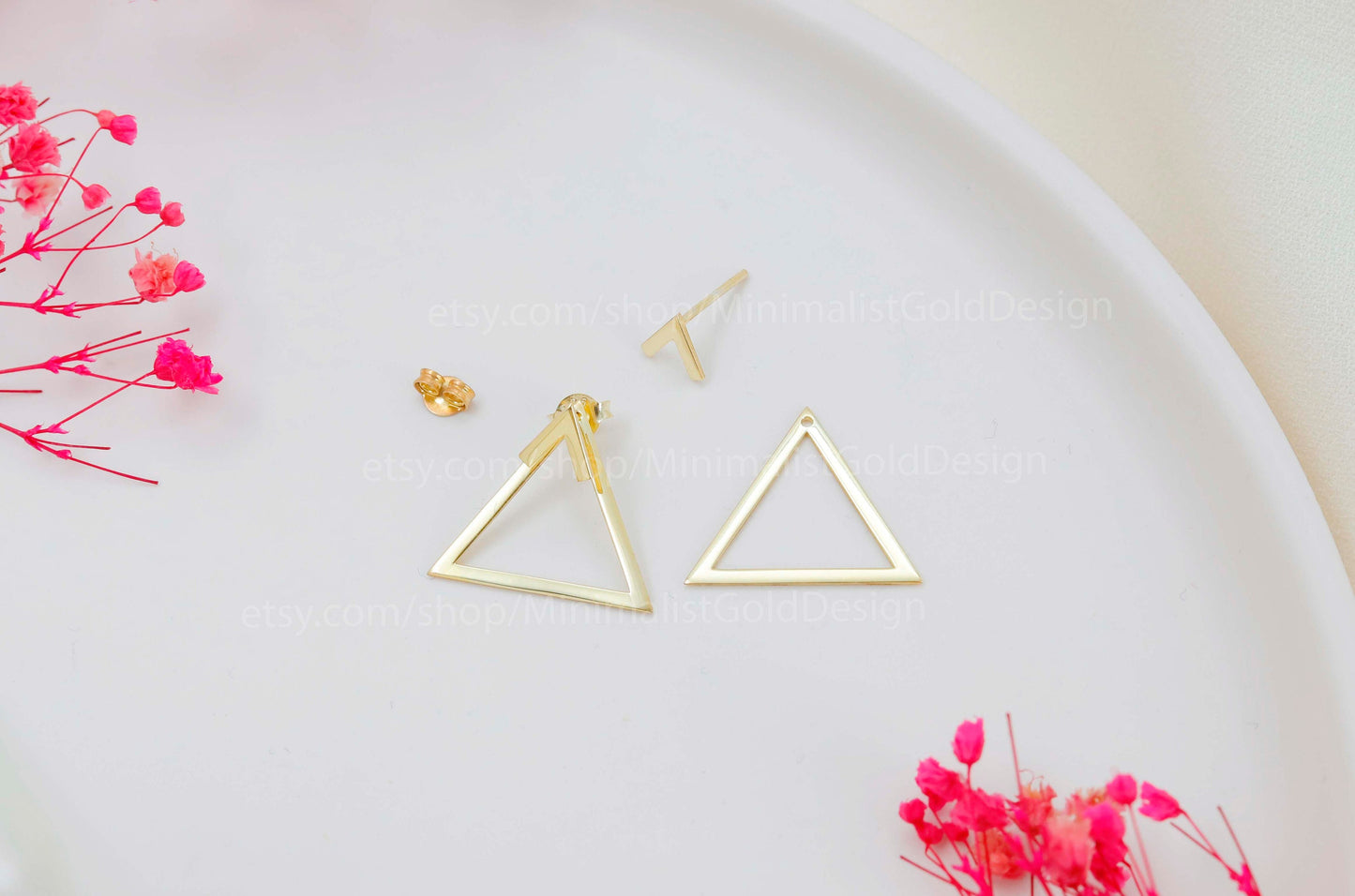 Gleam & Glow Gold Triangle Ear Jackets - Dainty Handmade Earrings, Perfect Gift for Her