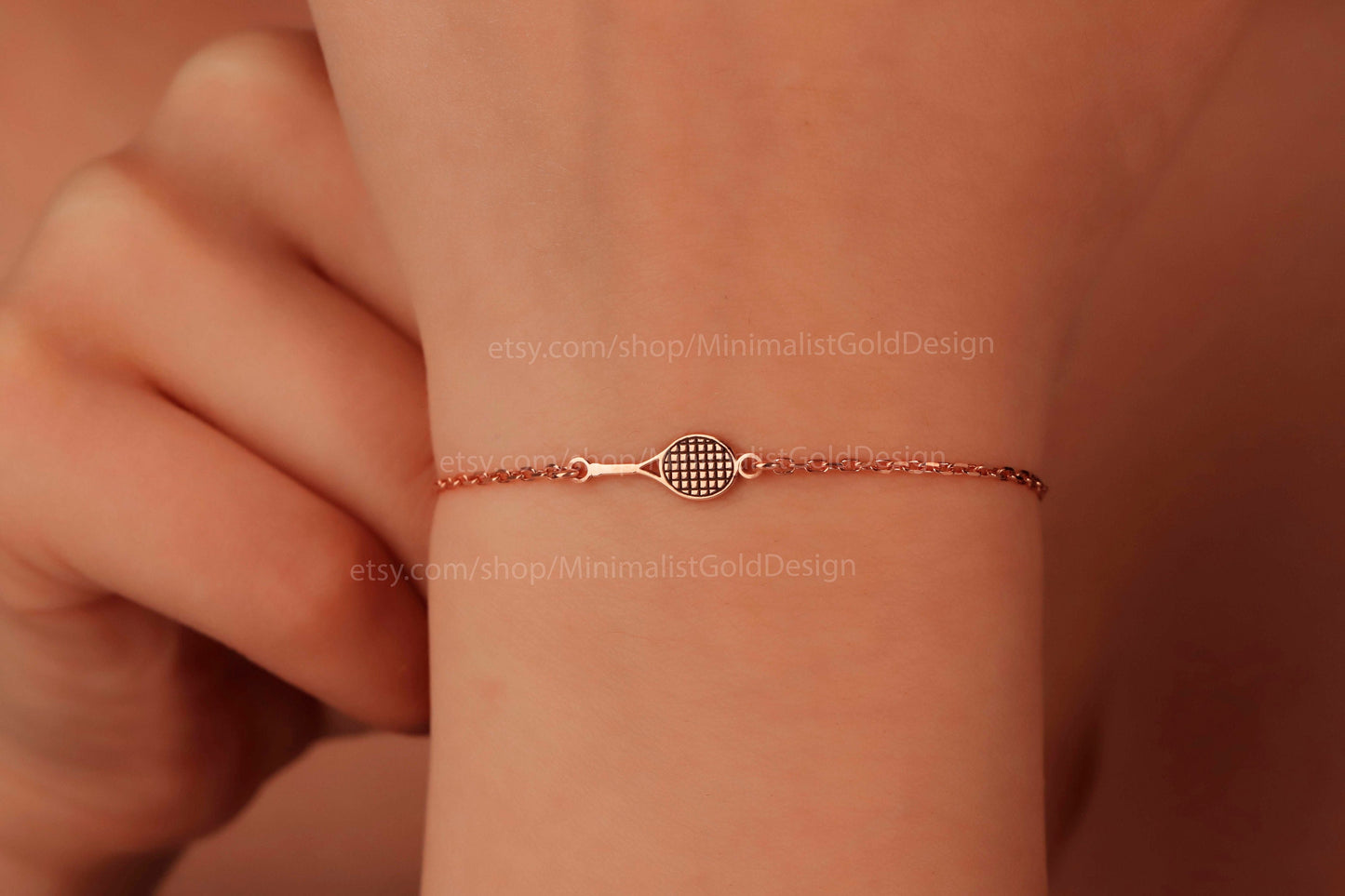 Tennis Spirit Minimalist Racket Charm Bracelet