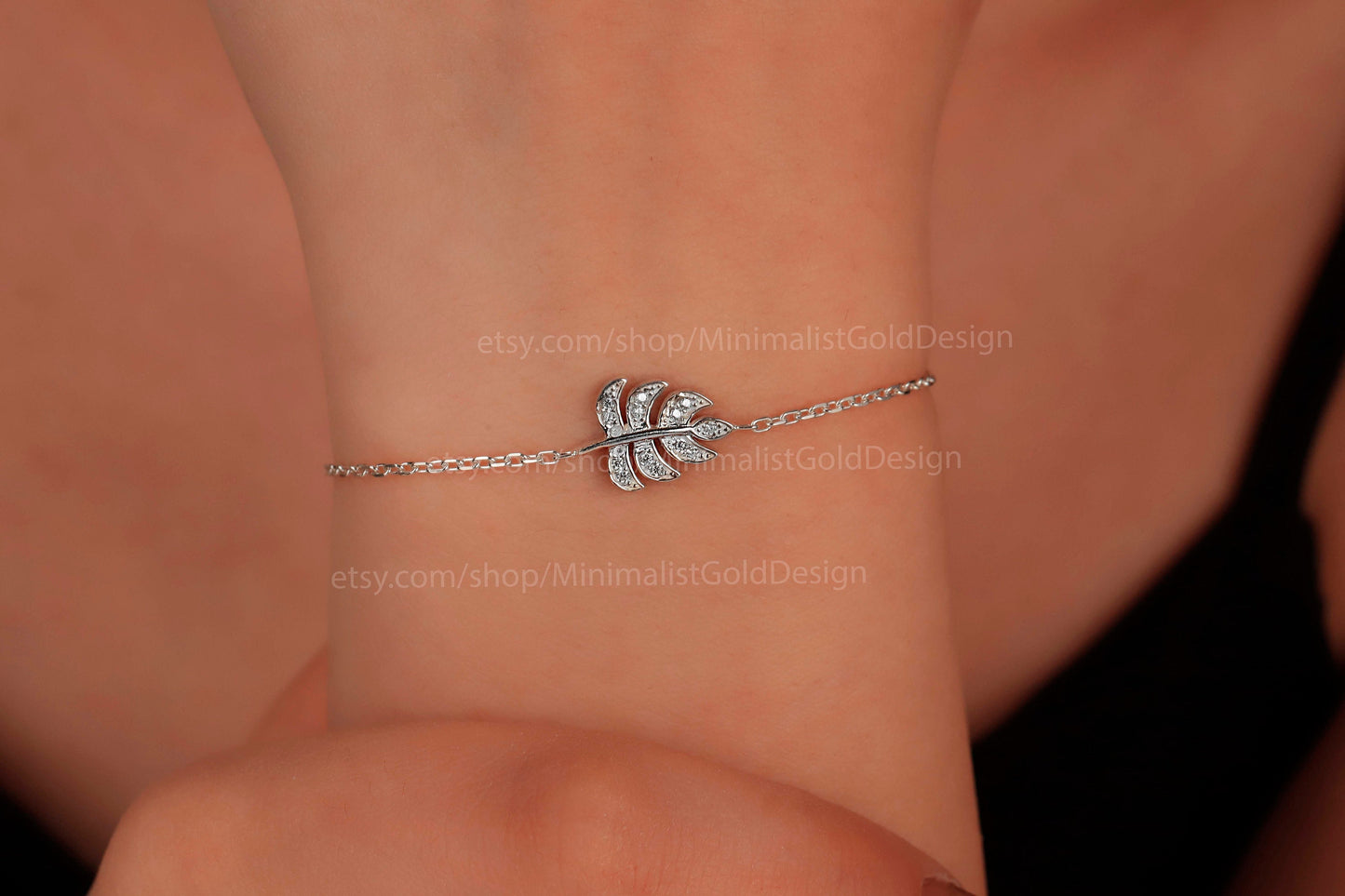 Monstera Magic Bracelet - Dainty Tropical Leaf with Sparkling CZ Stone