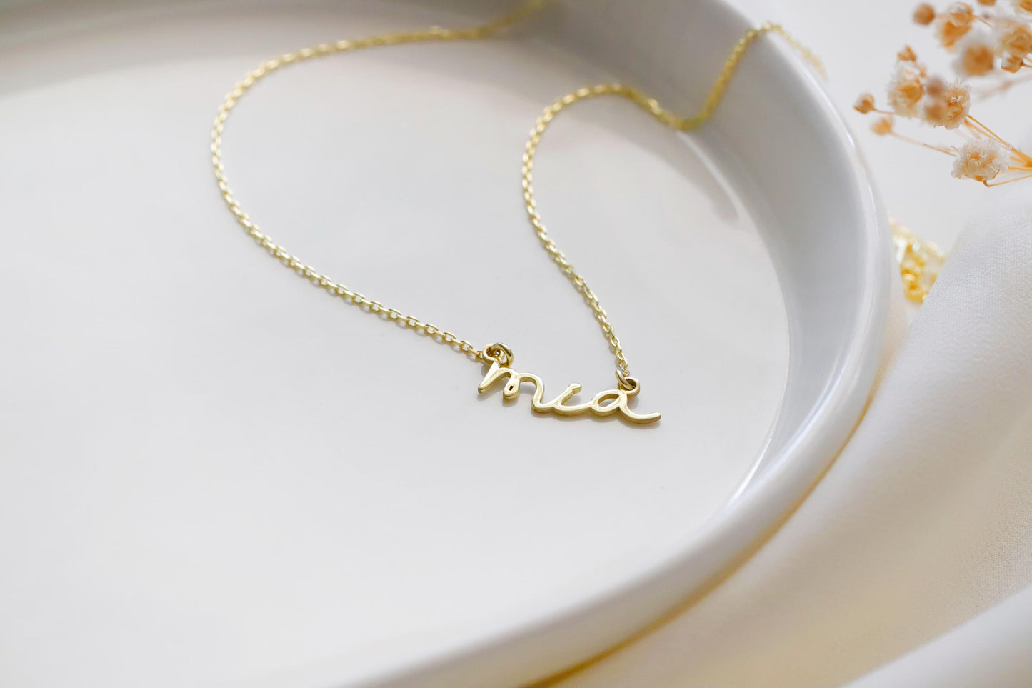 Handwritten Signature Name Necklace • Personalized Name Jewelry • Baby Name Font Necklace in Sterling Silver • Handmade Gifts for Christmas - silvergoldandrose