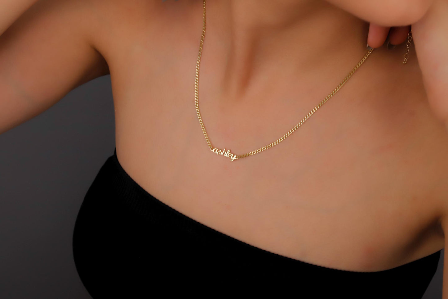 Name Necklace with Curb Chain