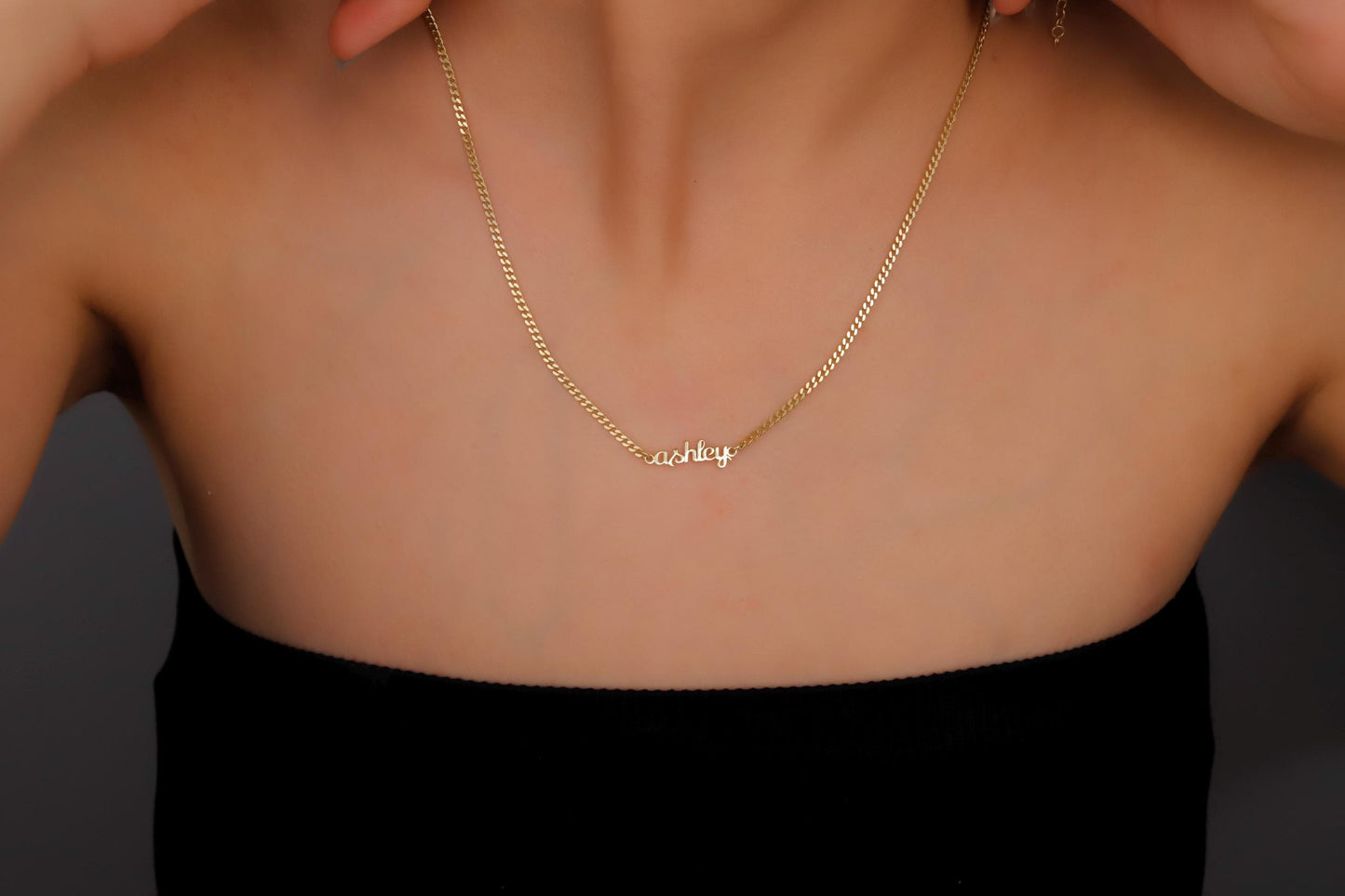 Name Necklace with Curb Chain