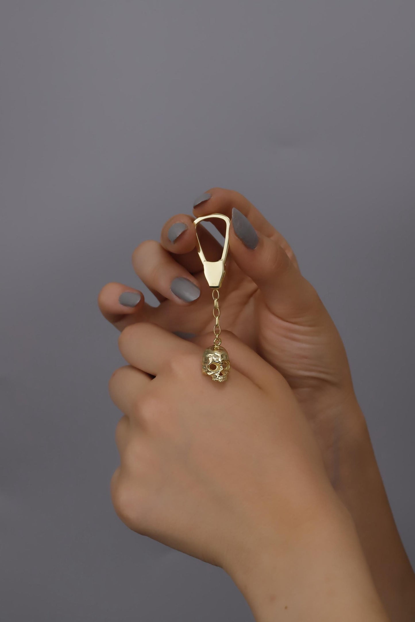 Skull Keychain in 925 Sterling Silver