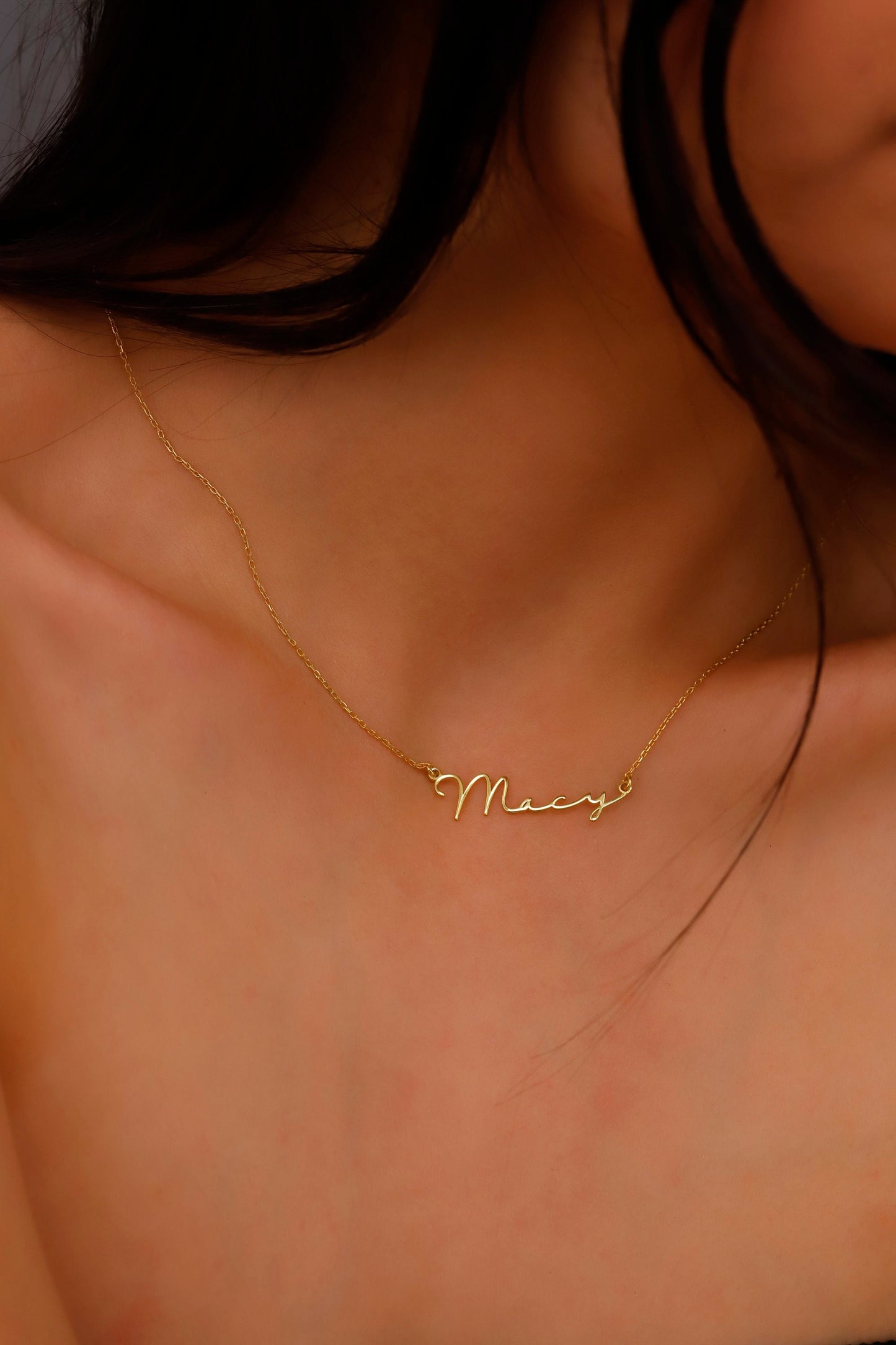 14K Solid Gold Name Necklace, Personalized Real Gold Name Necklace, Perfect Gift for Her, Dainty Personalized Minimal Name Necklace
