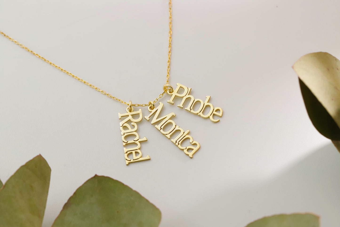 Interlocking Letters Name Necklace Silver, Unique Design Name Necklace, Multi Name Necklace Gifts in Gold, Customized Dangle Name Necklace