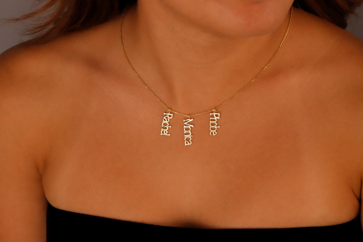 Interlocking Letters Name Necklace Silver, Unique Design Name Necklace, Multi Name Necklace Gifts in Gold, Customized Dangle Name Necklace