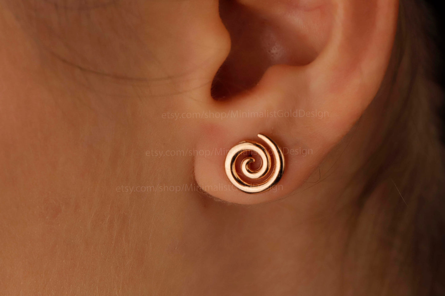 Handmade Swirl Earrings, Tiny Spiral Stud Earrings, Minimalist Earrings by MinimalistGoldDesign, 925 Sterling Silver Simple Spiral Jewelry
