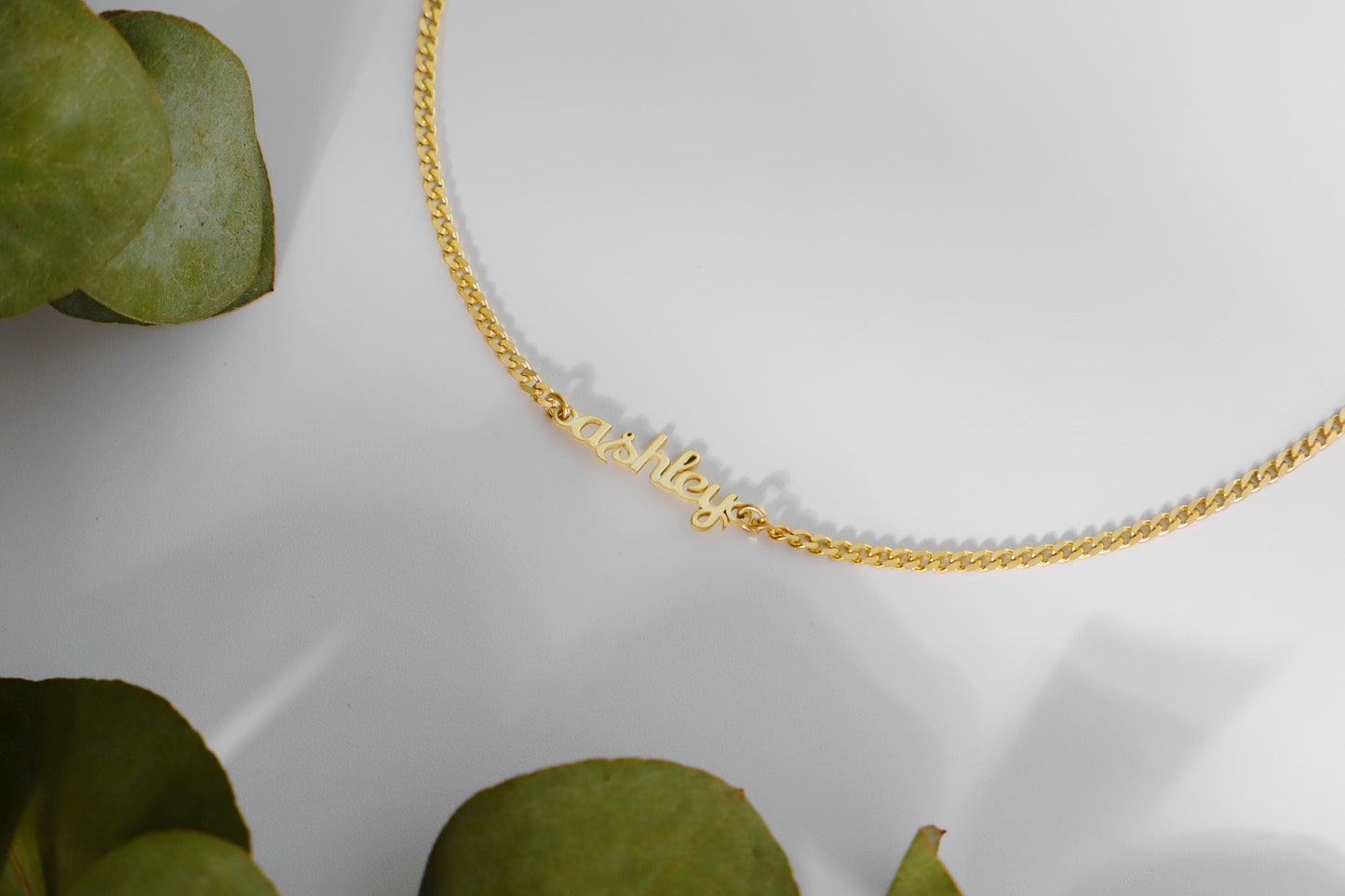 Name Necklace with Curb Chain