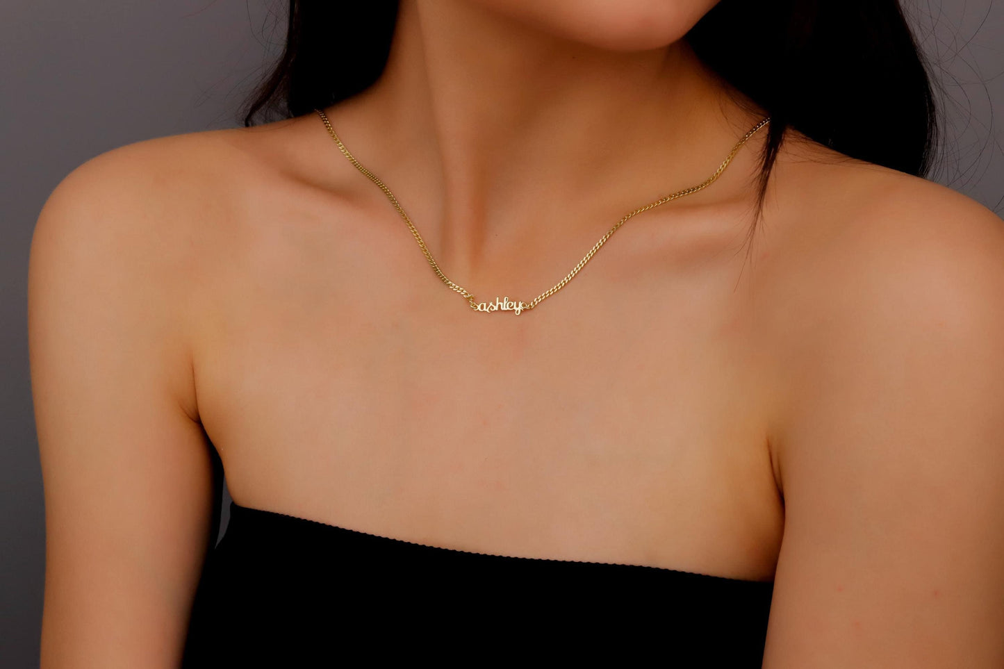 Name Necklace with Curb Chain